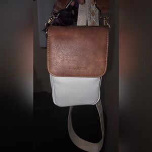 Brown and White Crossbody Bag